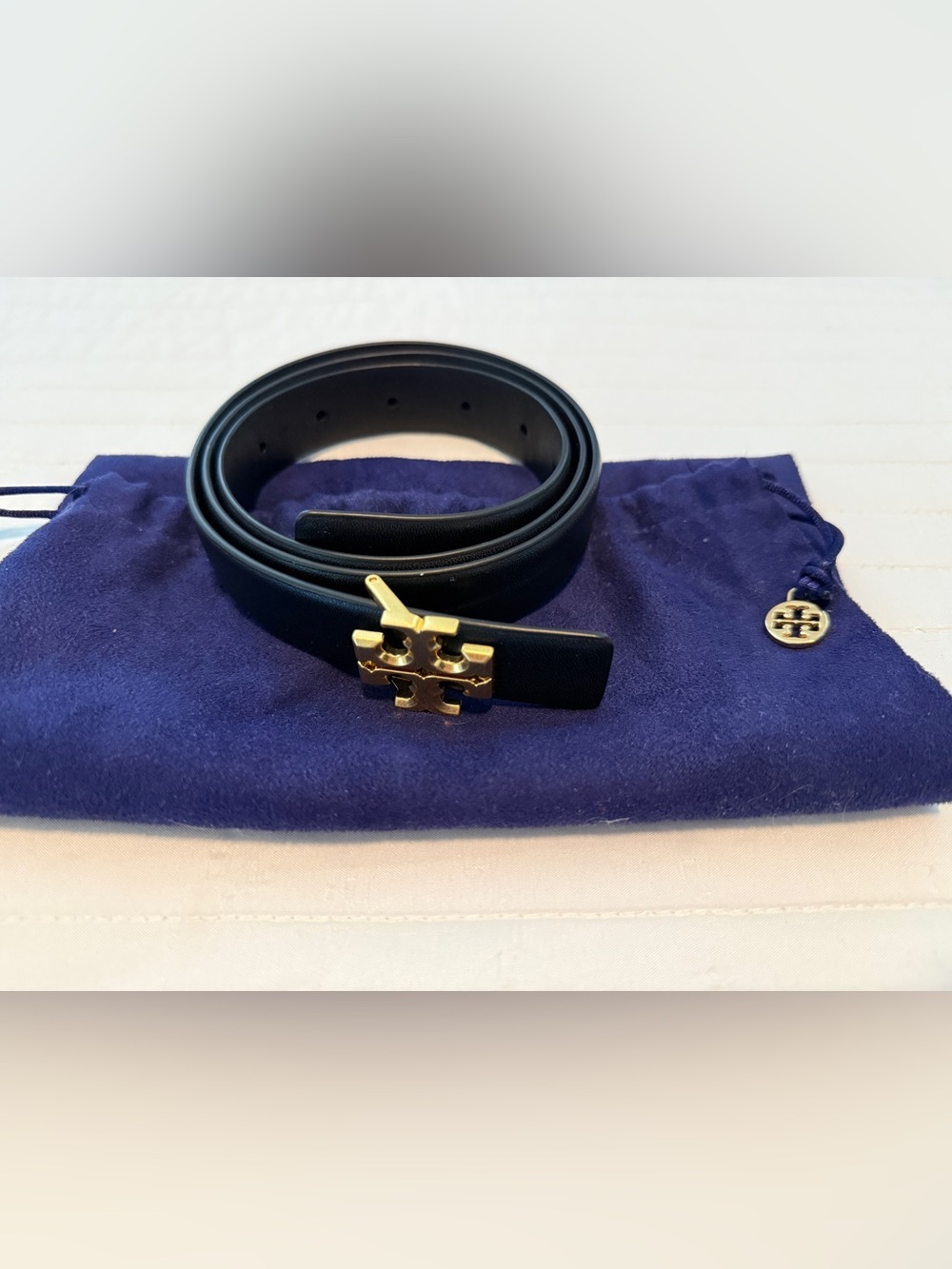 Tory Burch Eleanor Black Leather Belt - Picture 3 of 5